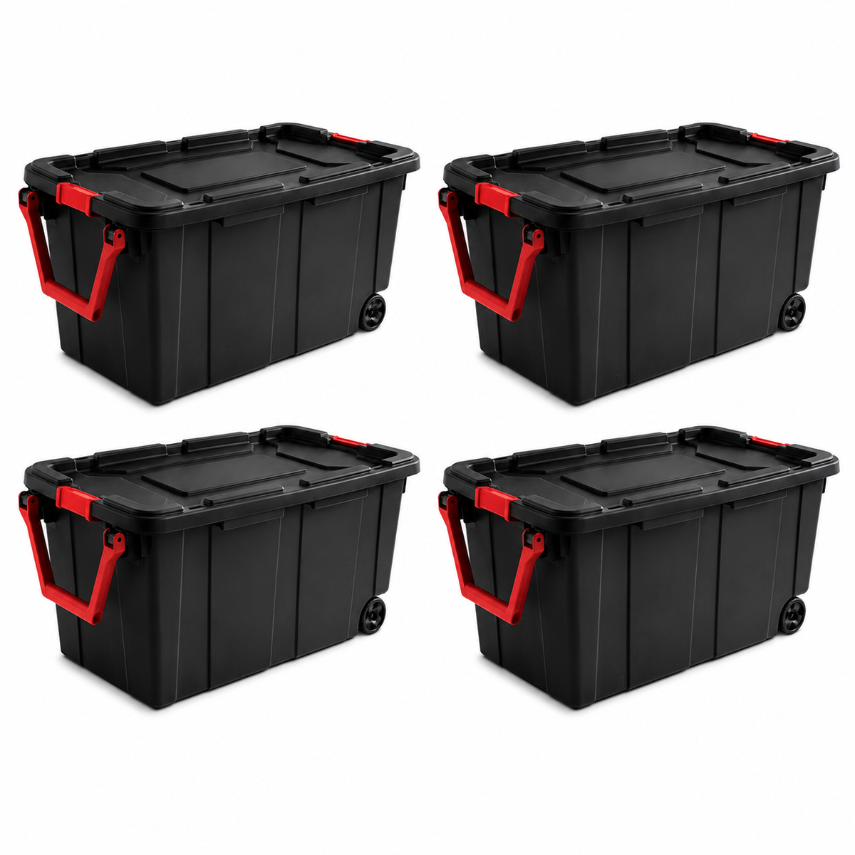 40-Gallon Wheeled Storage Tote, Black, 2-Pack