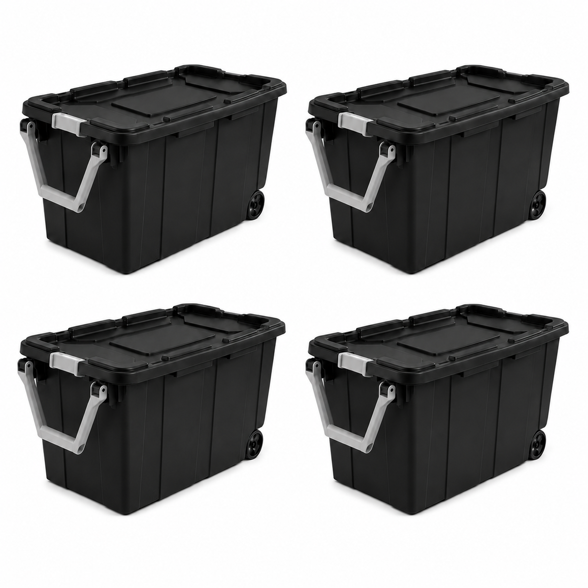 40-Gallon Wheeled Storage Tote, Dark Gray, 2 Pack.