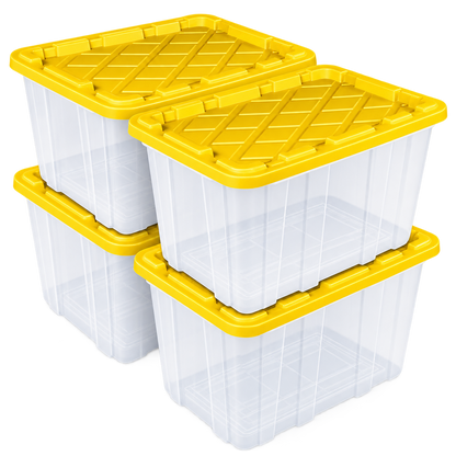27-Gallon Heavy-Duty Storage Tote, Yellow, 8-Pack