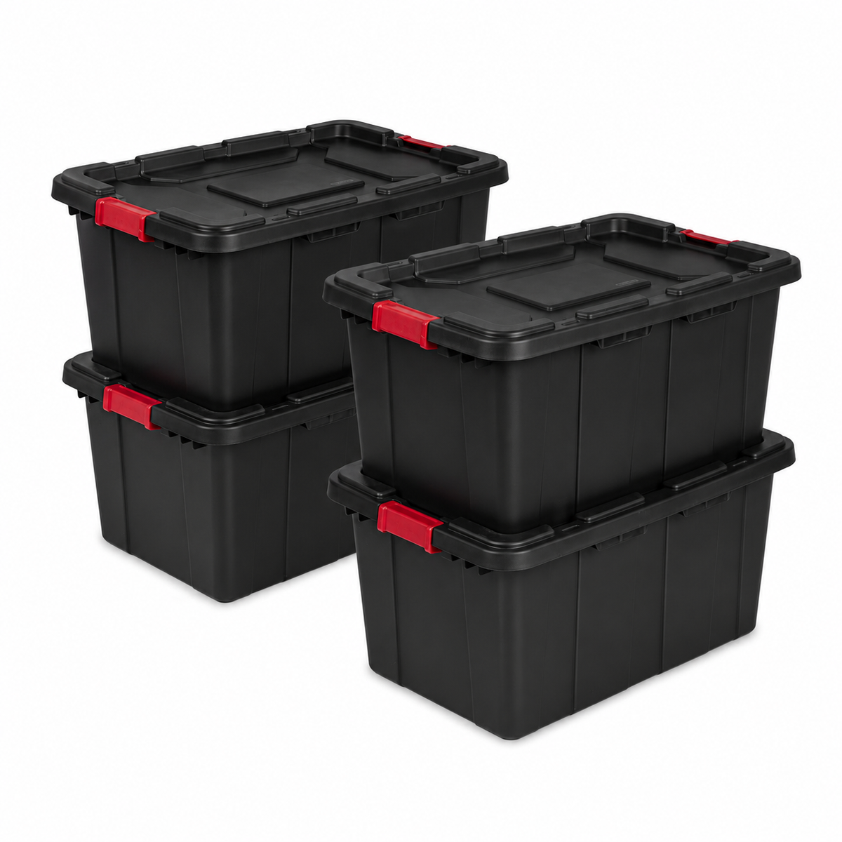 27-Gallon Heavy-Duty Storage Tote, Black, 8-Pack