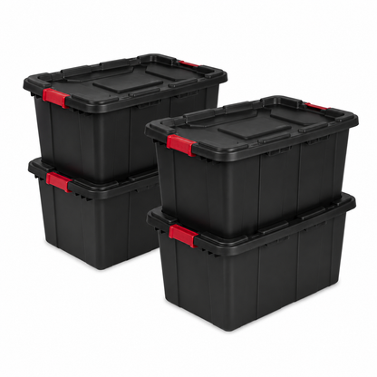 27-Gallon Heavy-Duty Storage Tote, Black, 8-Pack