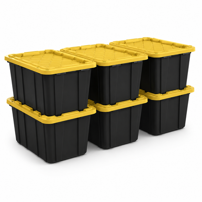 27-Gallon Storage Tote, Yellow, 6-Pack