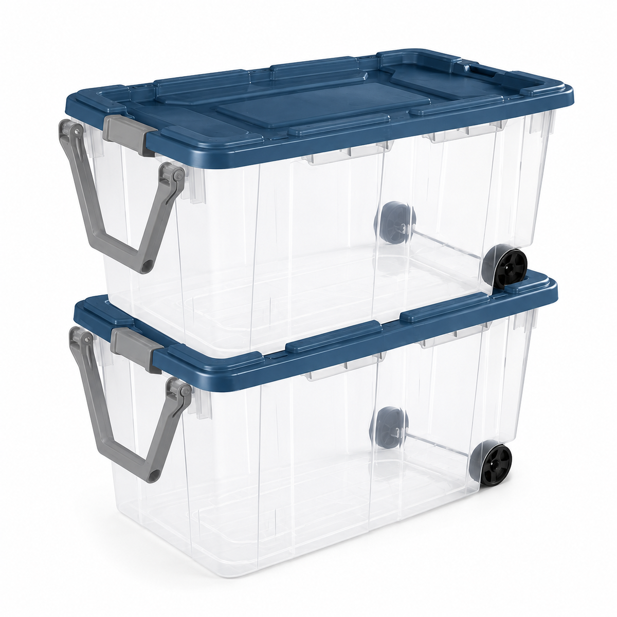 160-Quart Wheeled Storage Tote, Blue, 2-Pack