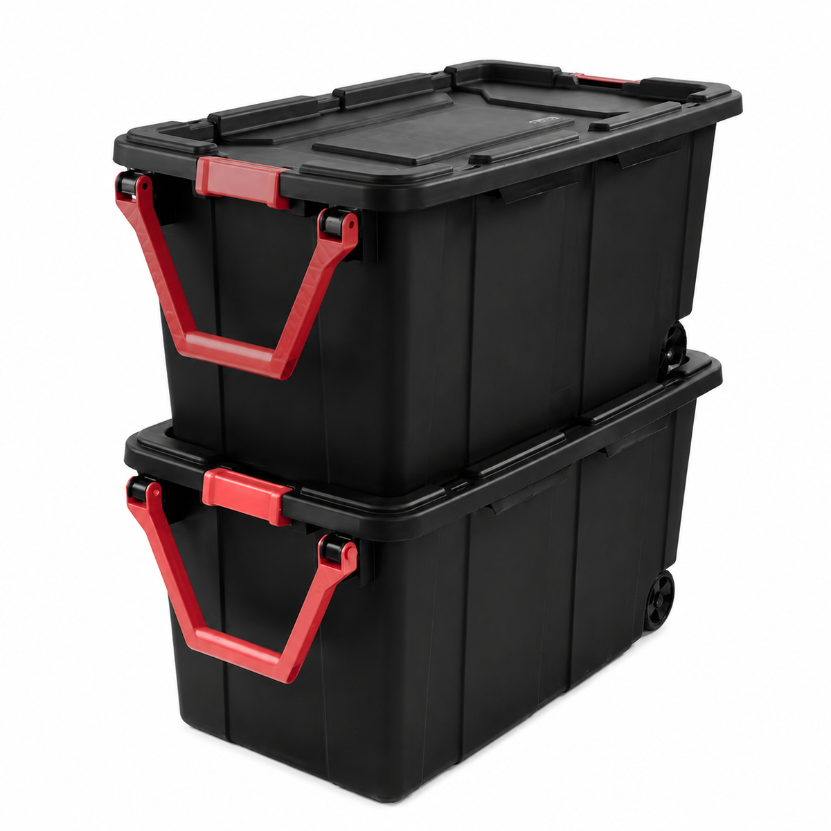 40-Gallon Wheeled Storage Tote, Black, 2-Pack