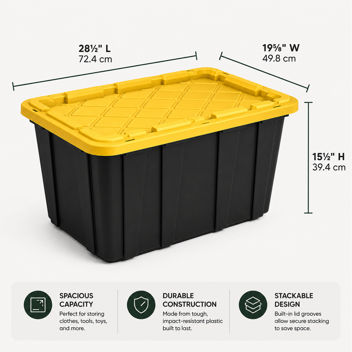 27-Gallon Storage Tote, Yellow, 6-Pack