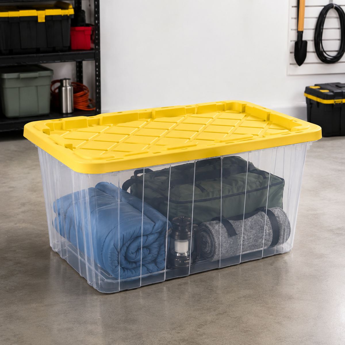 27-Gallon Heavy-Duty Storage Tote, Yellow, 8-Pack
