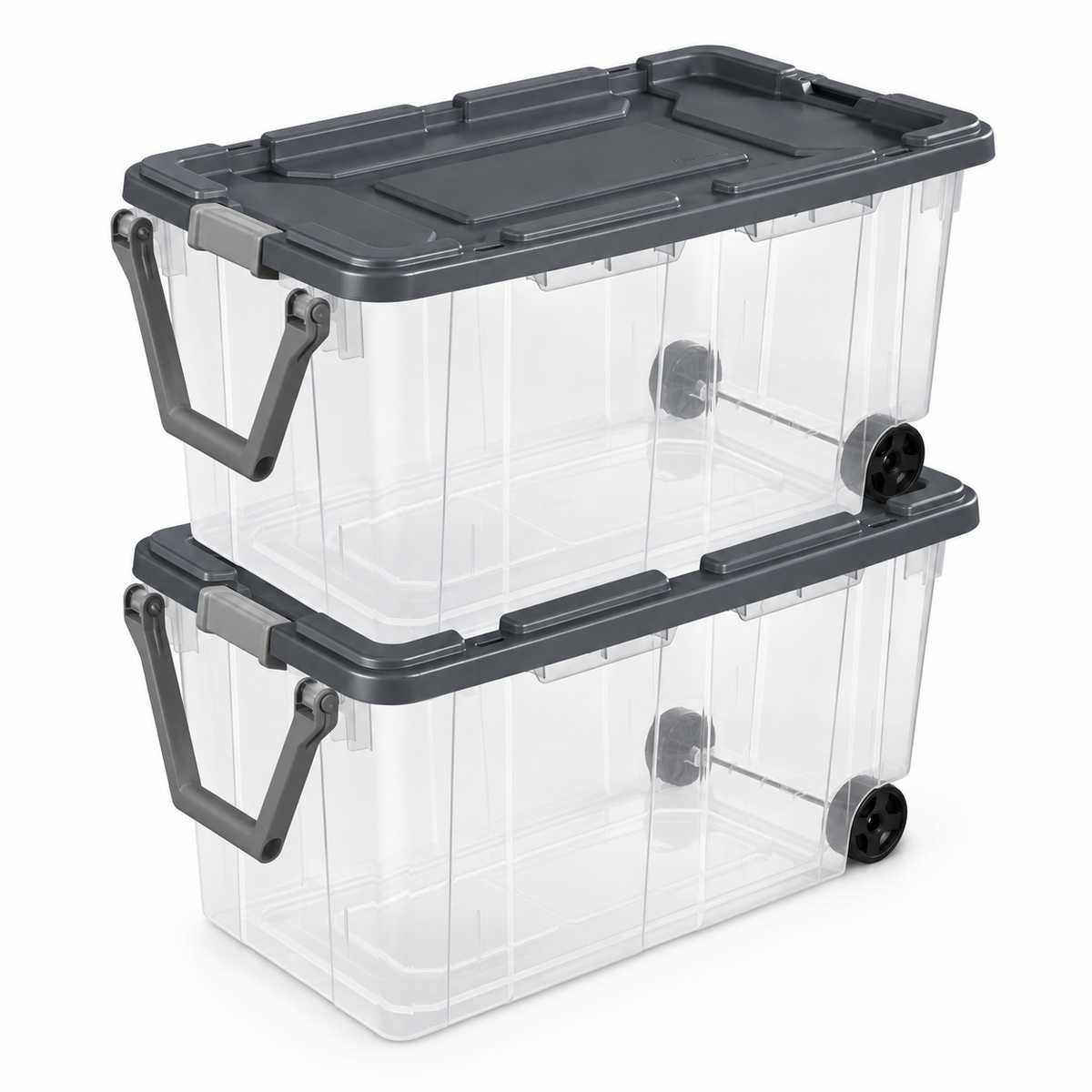 160-Quart Wheeled Storage Tote, Gray, 2-Pack