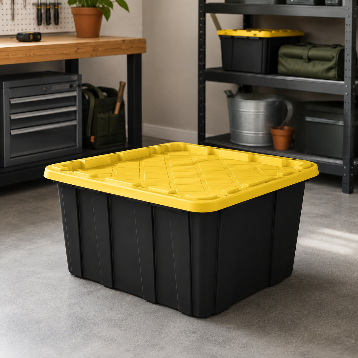 27-Gallon Storage Tote, Yellow, 6-Pack