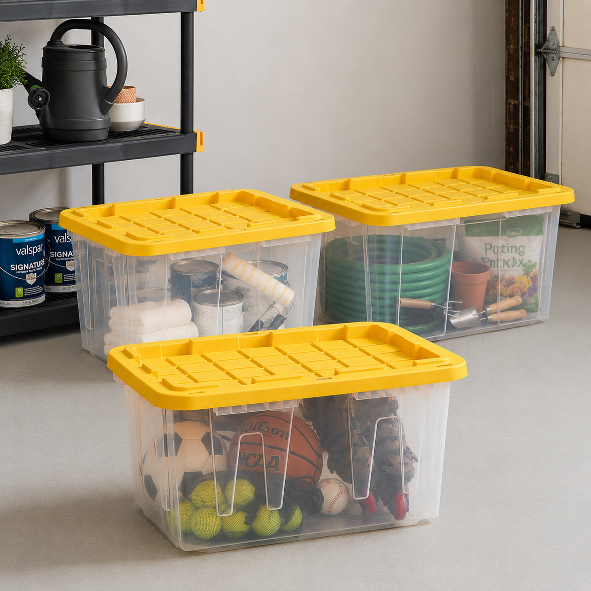 27-Gallon Heavy-Duty Storage Tote, Yellow, 8-Pack