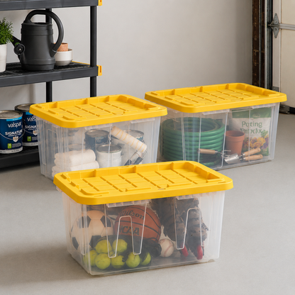 27-Gallon Heavy-Duty Storage Tote, Yellow, 8-Pack