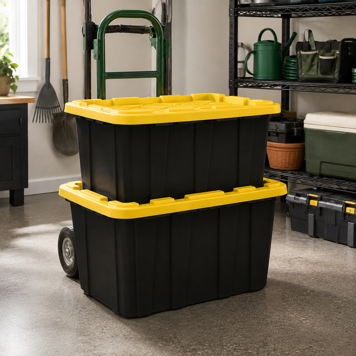 27-Gallon Storage Tote, Yellow, 6-Pack