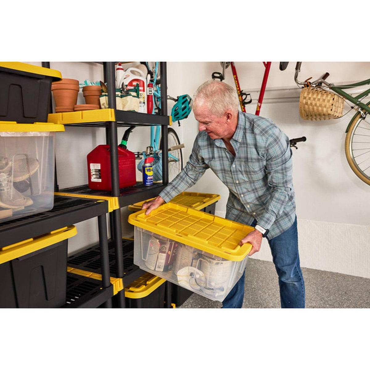 27-Gallon Heavy-Duty Storage Tote, Yellow, 8-Pack