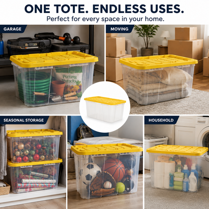 27-Gallon Heavy-Duty Storage Tote, Yellow, 8-Pack