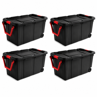 40-Gallon Wheeled Storage Tote, Black, 2-Pack