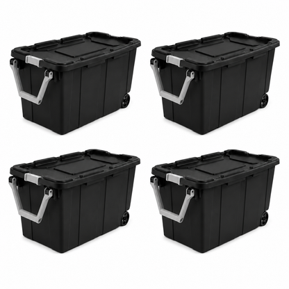 40-Gallon Wheeled Storage Tote, Dark Gray, 2 Pack.