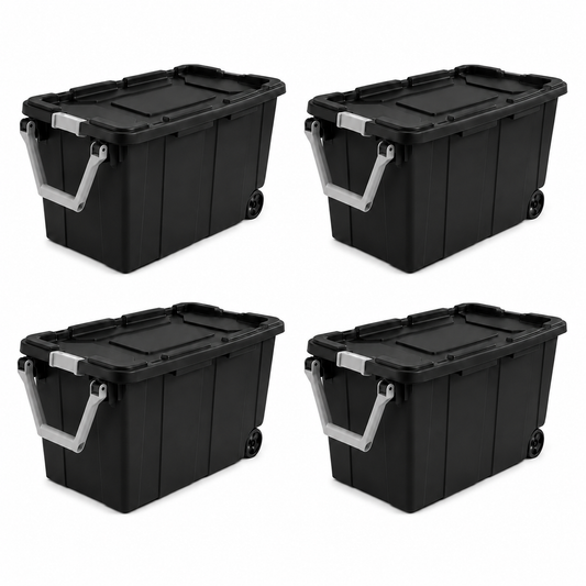 40-Gallon Wheeled Storage Tote, Dark Gray, 4-Pack