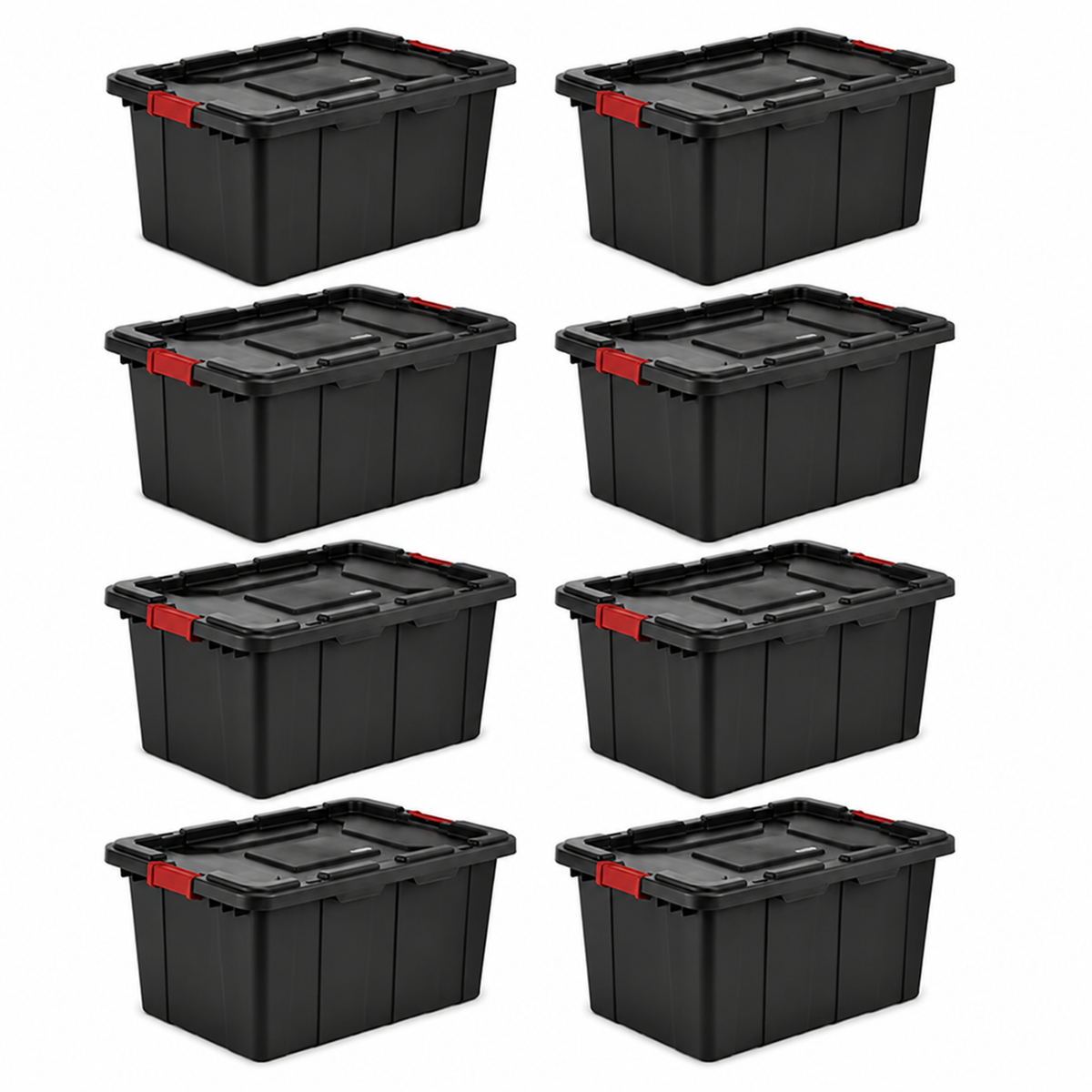 27-Gallon Heavy-Duty Storage Tote, Black, 8-Pack