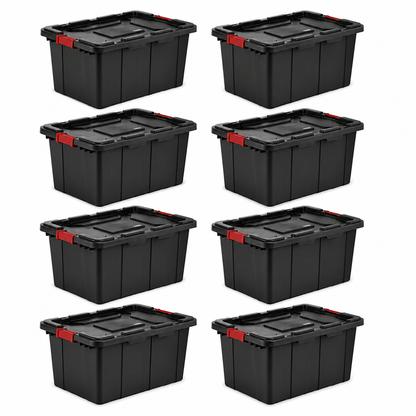 27-Gallon Heavy-Duty Storage Tote, Black, 8-Pack