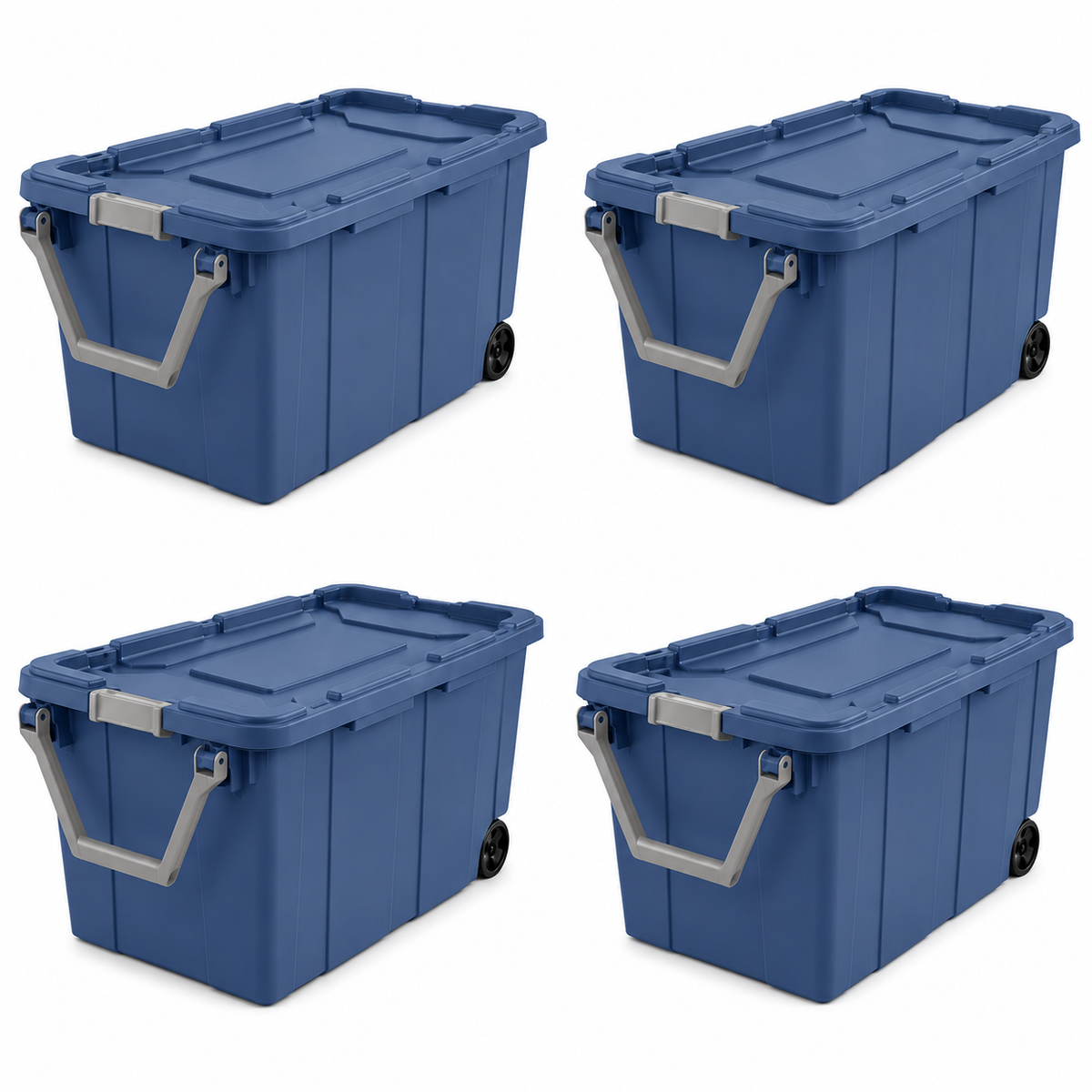 40-Gallon Wheeled Storage Tote, Blue, 4-Pack